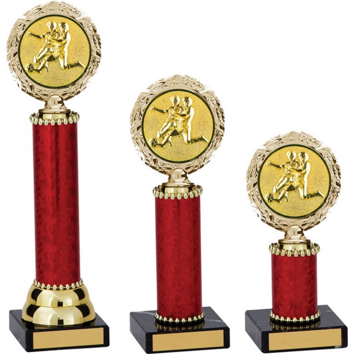 RED FOOTBALL TROPHY METAL WREATH DESIGN - 3 SIZES